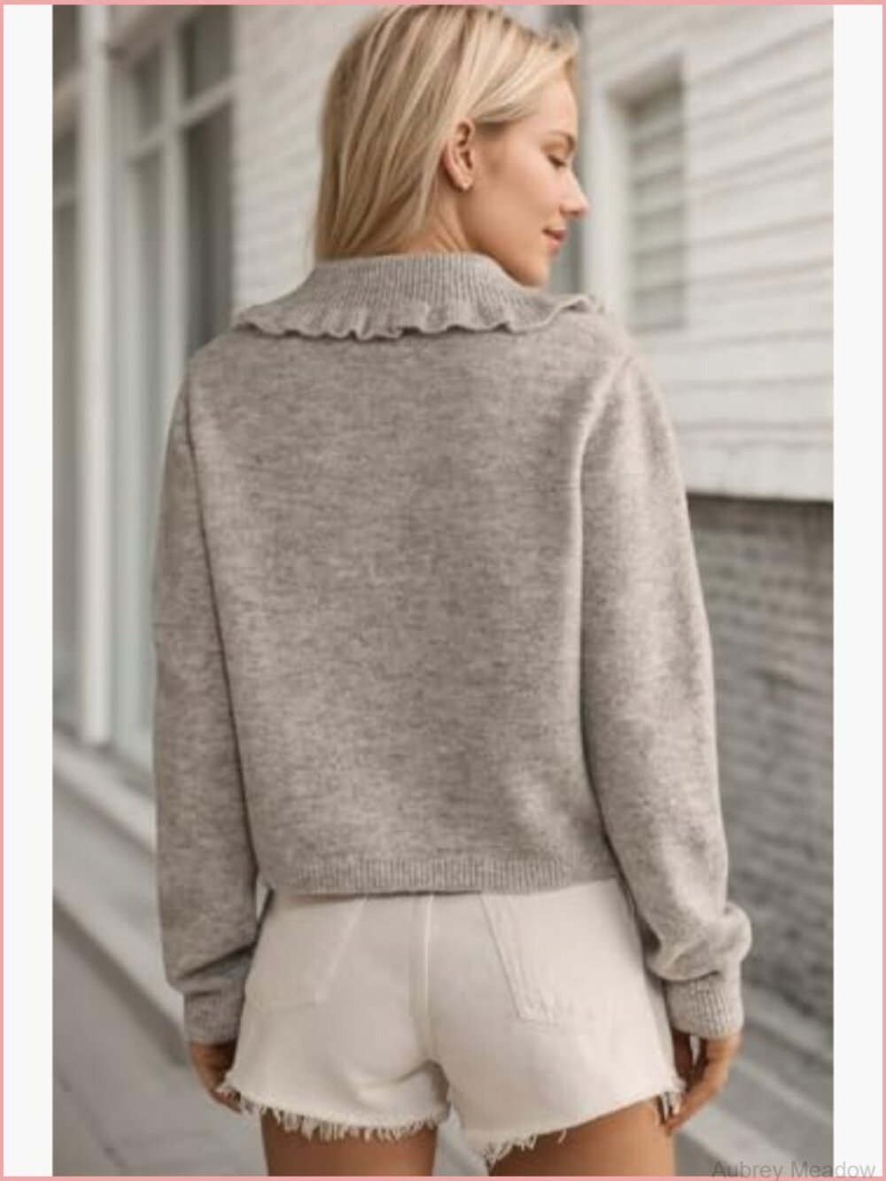Ruffle Collar Cardigan Button Up Open Front Knit Jacket - Picture 2 of 7